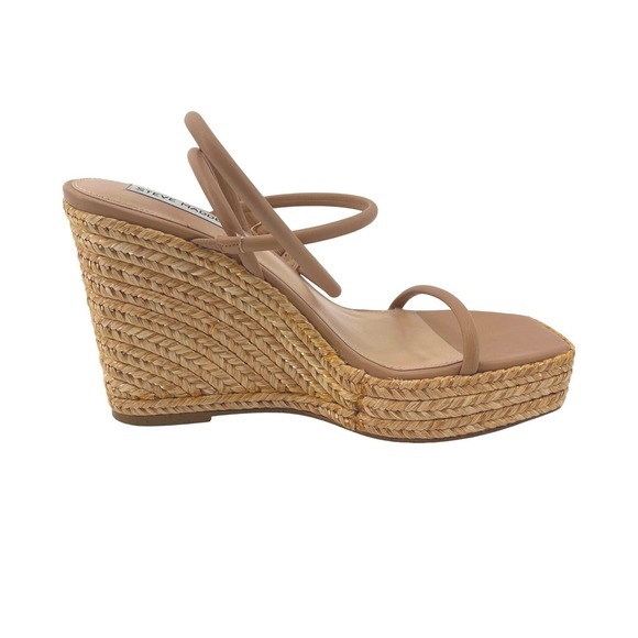 Steve Madden Tan Raffia Wedge Sandals Strappy Espadrille Platform Size 9 NWOB - Picture 8 of 11